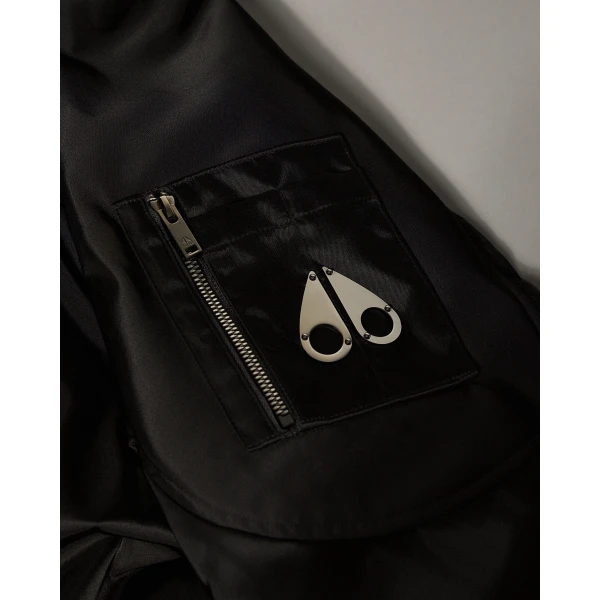 Moose Knuckles Georgie Satin Bomber Jacket in Black | Men Jackets | Luxury Shoes 