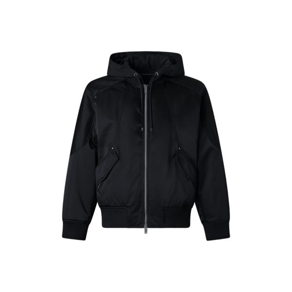 Moose Knuckles Georgie Satin Bomber Jacket in Black | Luxury Shoes 