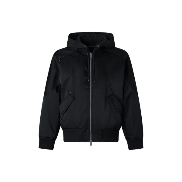Moose Knuckles Georgie Satin Bomber Jacket in Black | Luxury Shoes 