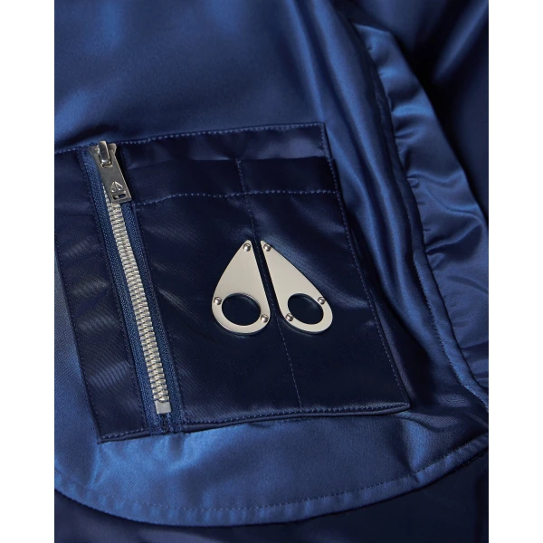 Moose Knuckles Georgie Satin Bomber Jacket in Nightfall | Men Jackets | Luxury Shoes 