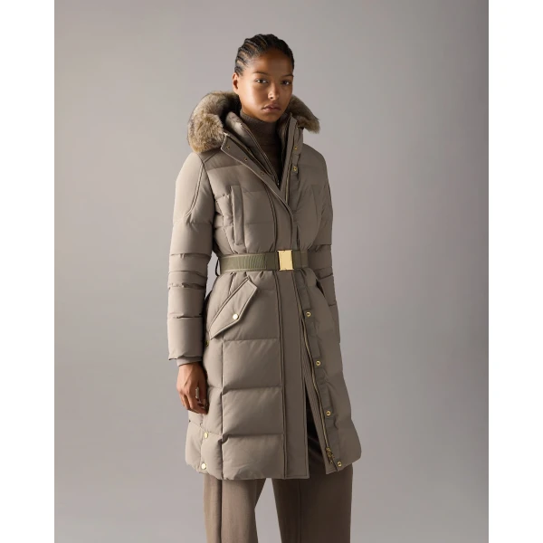 Moose Knuckles Gilded Long Down Parka in Ashen and Bronze | Coats | Luxury Shoes 