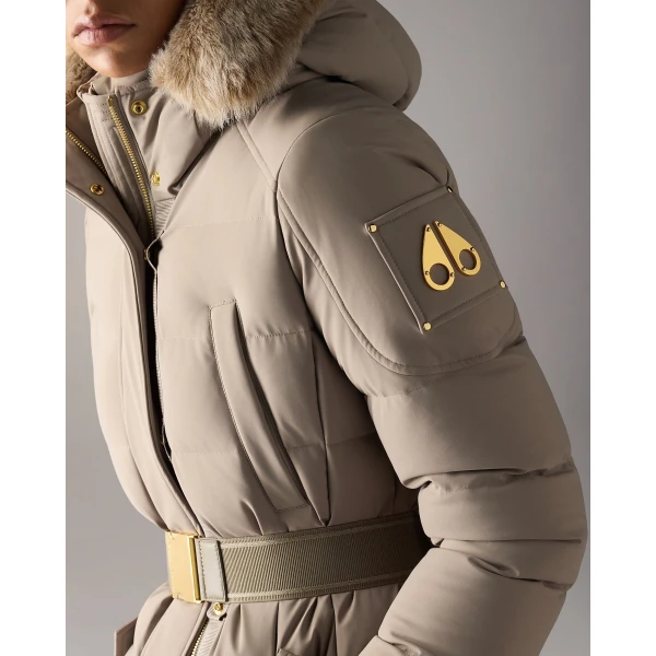 Moose Knuckles Gilded Long Down Parka in Ashen and Bronze | Coats | Luxury Shoes 
