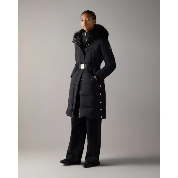 Moose Knuckles Gilded Long Down Parka in Black | Coats | Luxury Shoes 