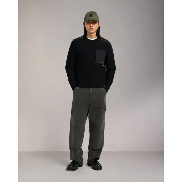 Moose Knuckles Gold Series Elowan Crewneck Sweater in Black | Men Knitwear | Luxury Shoes 