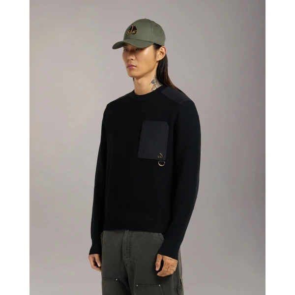 Moose Knuckles Gold Series Elowan Crewneck Sweater in Black | Men Knitwear | Luxury Shoes 
