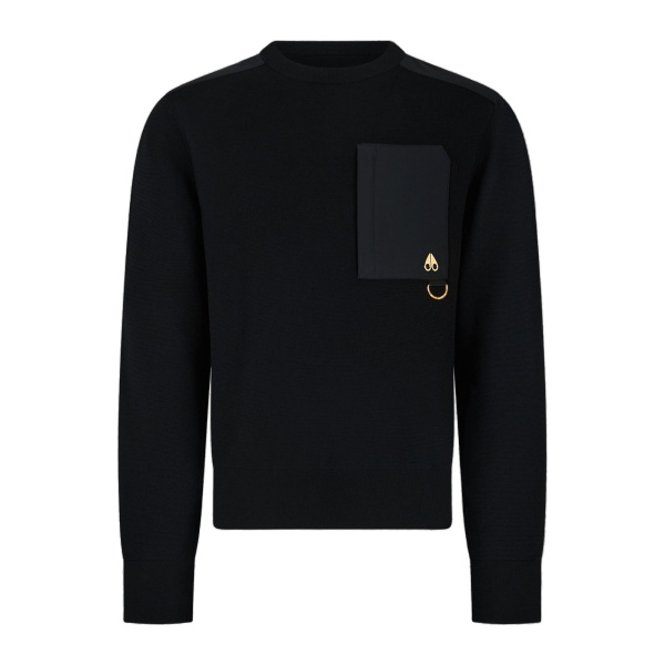 Moose Knuckles Gold Series Elowan Crewneck Sweater in Black | Luxury Shoes 