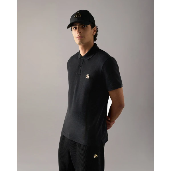Moose Knuckles Gold Series Everett Polo in Black | T-shirts & vests | Luxury Shoes 