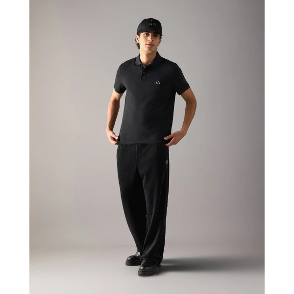 Moose Knuckles Gold Series Everett Polo in Black | T-shirts & vests | Luxury Shoes 
