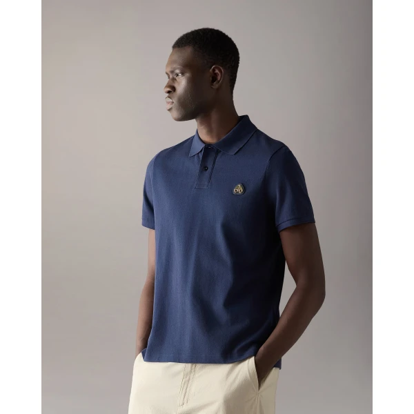 Moose Knuckles Gold Series Everett Polo in Navy | T-shirts & vests | Luxury Shoes 
