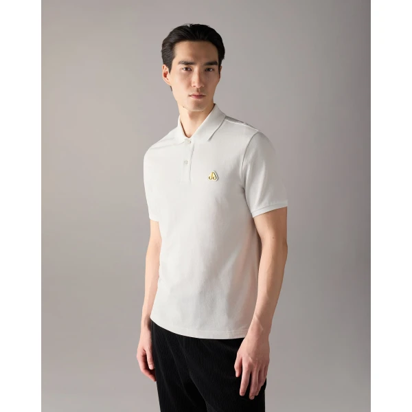Moose Knuckles Gold Series Everett Polo in White | T-shirts & vests | Luxury Shoes 