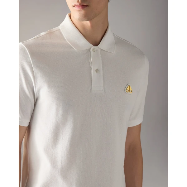 Moose Knuckles Gold Series Everett Polo in White | T-shirts & vests | Luxury Shoes 
