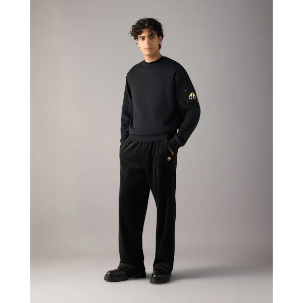 Moose Knuckles Gold Series Hartsfield Crewneck Sweatshirt in Black | Sweatshirts | Luxury Shoes 