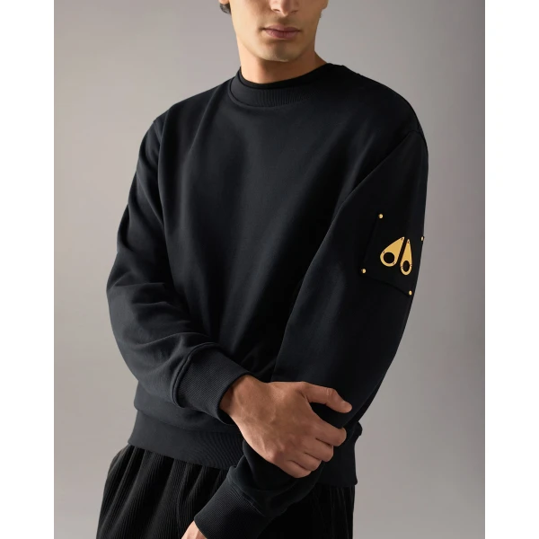 Moose Knuckles Gold Series Hartsfield Crewneck Sweatshirt in Black | Sweatshirts | Luxury Shoes 