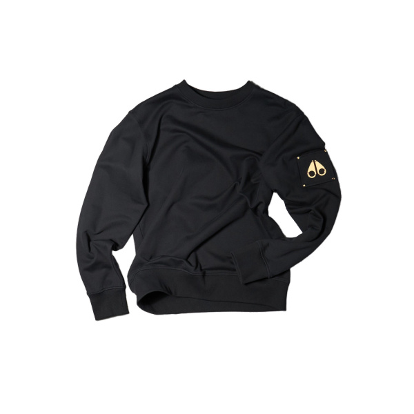 Moose Knuckles Gold Series Hartsfield Crewneck Sweatshirt in Black | Luxury Shoes 