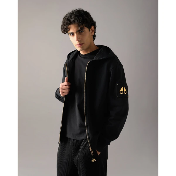 Moose Knuckles Gold Series Hartsfield Zip-Up Hoodie in Black | Sweatshirts | Luxury Shoes 