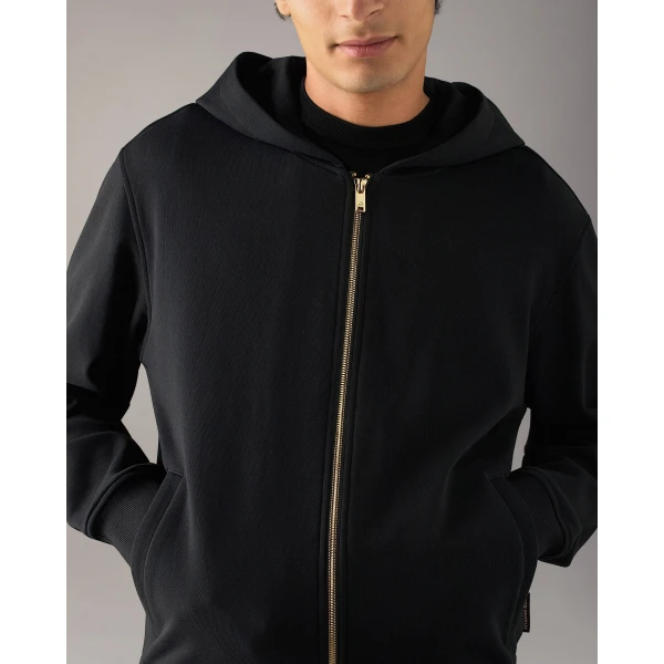 Moose Knuckles Gold Series Hartsfield Zip-Up Hoodie in Black | Sweatshirts | Luxury Shoes 