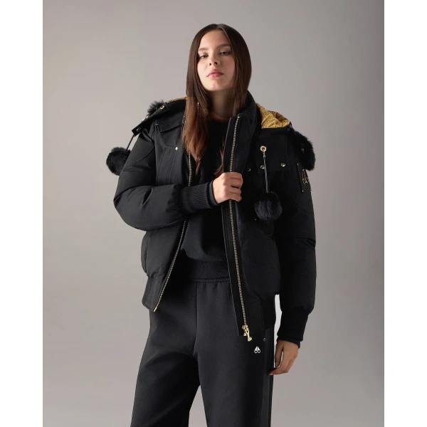 Moose Knuckles Gold Series Original Debbie Down Bomber in Black | Jackets | Luxury Shoes 