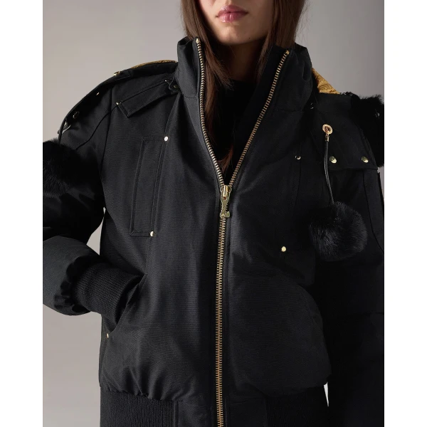 Moose Knuckles Gold Series Original Debbie Down Bomber in Black | Jackets | Luxury Shoes 