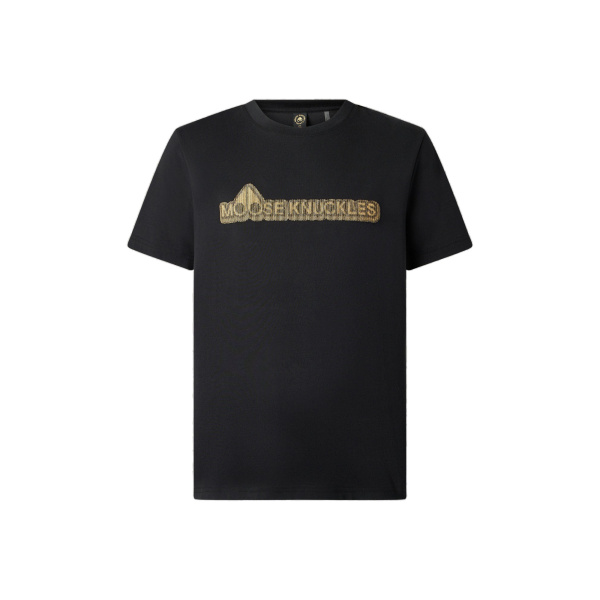 Moose Knuckles Gold Series Preston Logo T-Shirt in Black | Luxury Shoes 