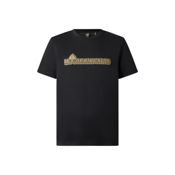 Moose Knuckles Gold Series Preston Logo T-Shirt in Black | Luxury Shoes 