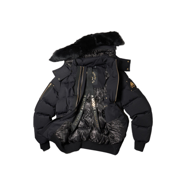 Moose Knuckles Gold Series Stagg Down Bomber in Black | Luxury Shoes 