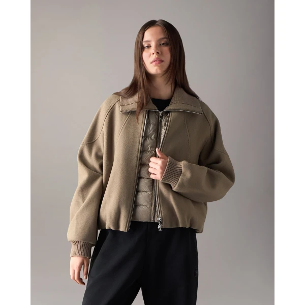 Moose Knuckles Grid 3-In-1 Wool Bomber Jacket in Ashen | Jackets | Luxury Shoes 