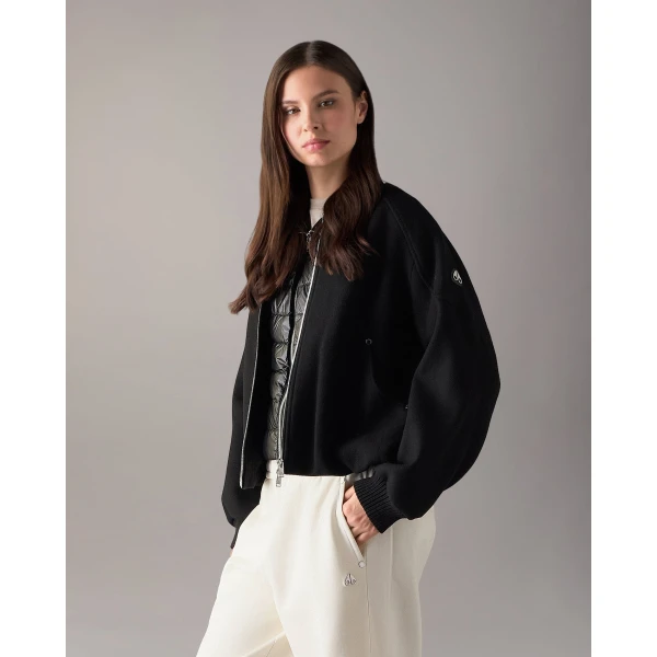 Moose Knuckles Grid 3-In-1 Wool Bomber Jacket in Black | Jackets | Luxury Shoes 