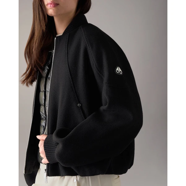 Moose Knuckles Grid 3-In-1 Wool Bomber Jacket in Black | Jackets | Luxury Shoes 