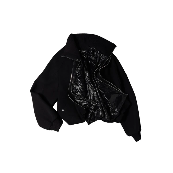 Grid 3-In-1 Wool Bomber Jacket in Black