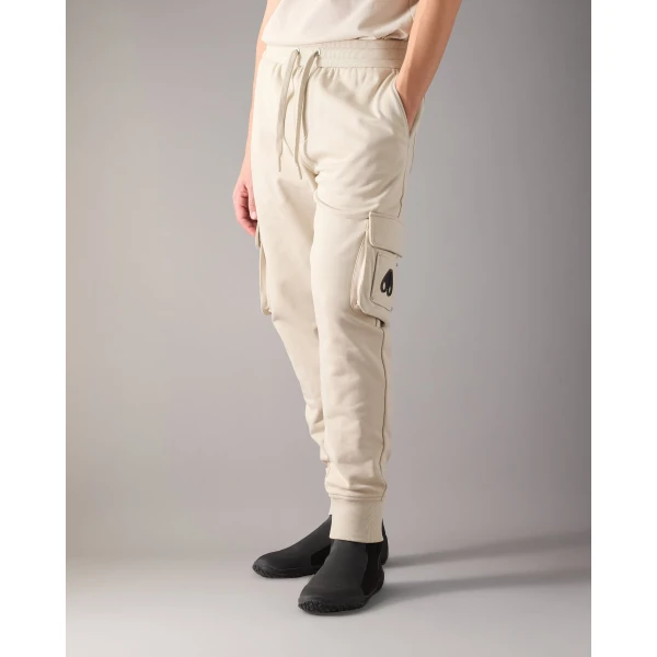 Moose Knuckles Hartsfield Cargo Joggers in Alabaster | Pants | Luxury Shoes 