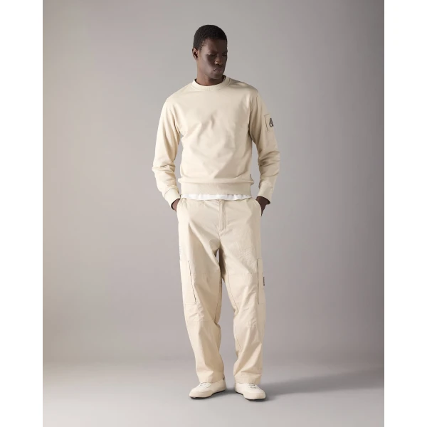 Moose Knuckles Hartsfield Crewneck Sweatshirt in Alabaster | Sweatshirts | Luxury Shoes 