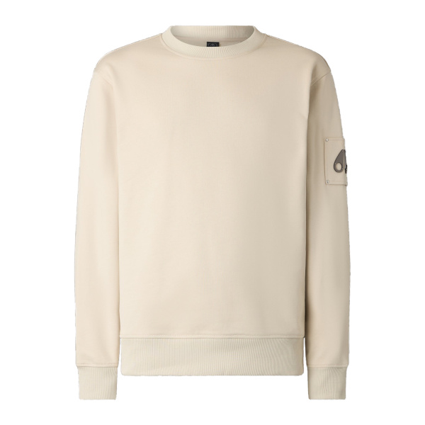 Moose Knuckles Hartsfield Crewneck Sweatshirt in Alabaster | Luxury Shoes 