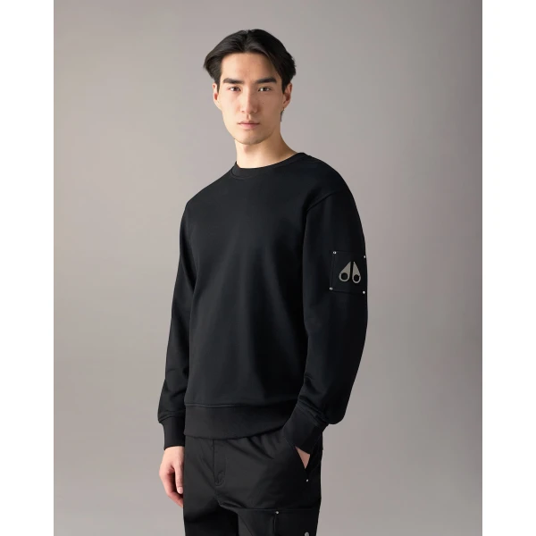 Moose Knuckles Hartsfield Crewneck Sweatshirt in Black | Sweatshirts | Luxury Shoes 