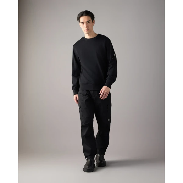 Moose Knuckles Hartsfield Crewneck Sweatshirt in Black | Sweatshirts | Luxury Shoes 
