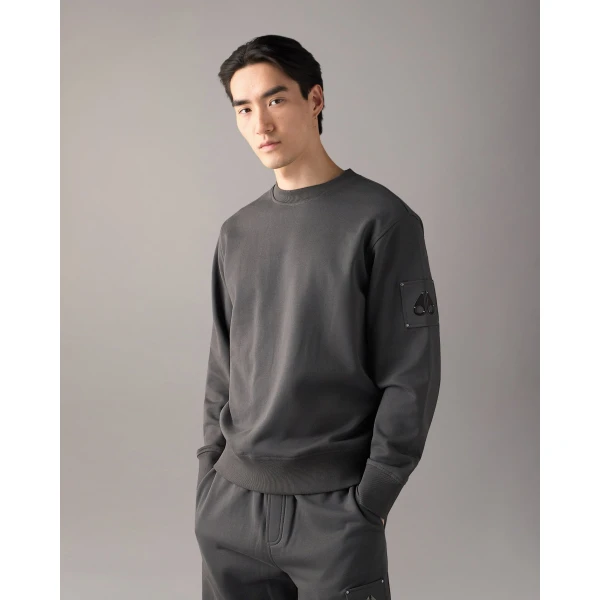 Moose Knuckles Hartsfield Crewneck Sweatshirt in Cement | Sweatshirts | Luxury Shoes 