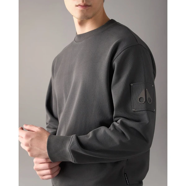 Moose Knuckles Hartsfield Crewneck Sweatshirt in Cement | Sweatshirts | Luxury Shoes 