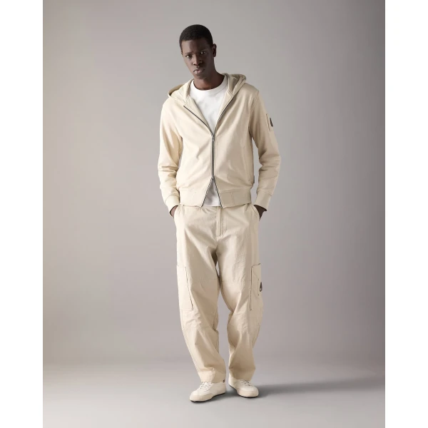 Moose Knuckles Hartsfield Zip-Up Hoodie in Alabaster | Sweatshirts | Luxury Shoes 