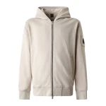 Moose Knuckles Hartsfield Zip-Up Hoodie in Alabaster | Luxury Shoes 
