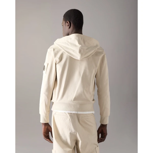 Moose Knuckles Hartsfield Zip-Up Hoodie in Alabaster | Sweatshirts | Luxury Shoes 