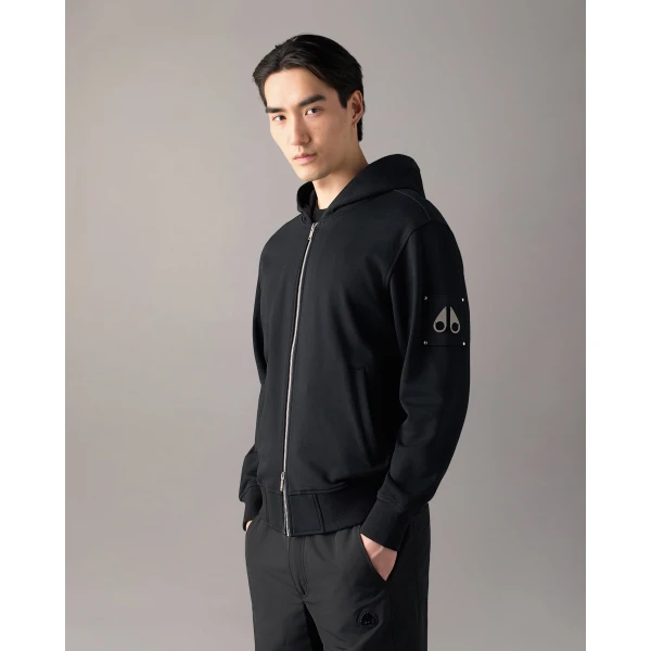 Moose Knuckles Hartsfield Zip-Up Hoodie in Black | Sweatshirts | Luxury Shoes 