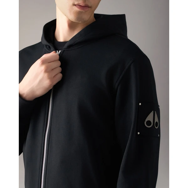 Moose Knuckles Hartsfield Zip-Up Hoodie in Black | Sweatshirts | Luxury Shoes 