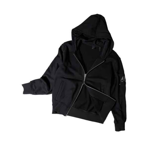 Moose Knuckles Hartsfield Zip-Up Hoodie in Black | Luxury Shoes 