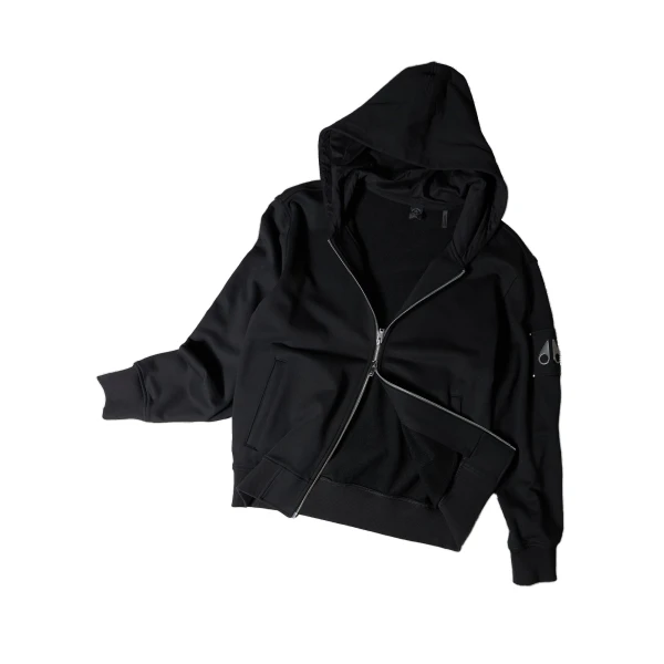 Moose Knuckles Hartsfield Zip-Up Hoodie in Black | Luxury Shoes 