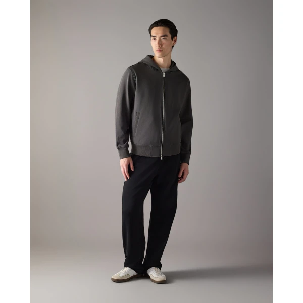 Moose Knuckles Hartsfield Zip-Up Hoodie in Cement | Sweatshirts | Luxury Shoes 