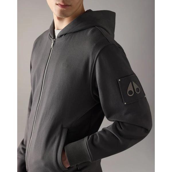 Moose Knuckles Hartsfield Zip-Up Hoodie in Cement | Sweatshirts | Luxury Shoes 