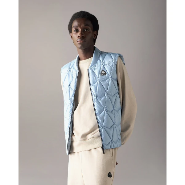 Moose Knuckles Iceberg Quilt Down Vest in Blue Ice | Men Jackets | Luxury Shoes 