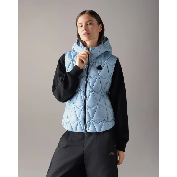 Moose Knuckles Iceberg Quilt Down Vest in Blue Ice | Vests | Luxury Shoes 
