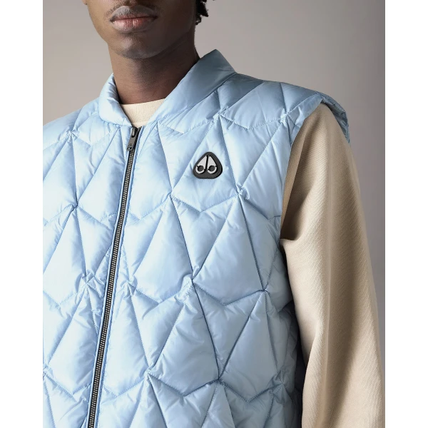 Moose Knuckles Iceberg Quilt Down Vest in Blue Ice | Men Jackets | Luxury Shoes 