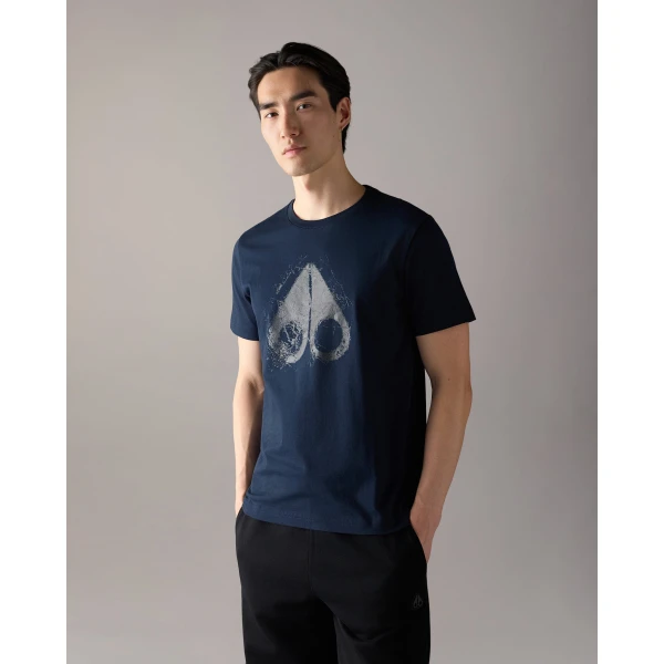 Moose Knuckles Icebreak Logo T-Shirt in Navy | T-shirts & vests | Luxury Shoes 