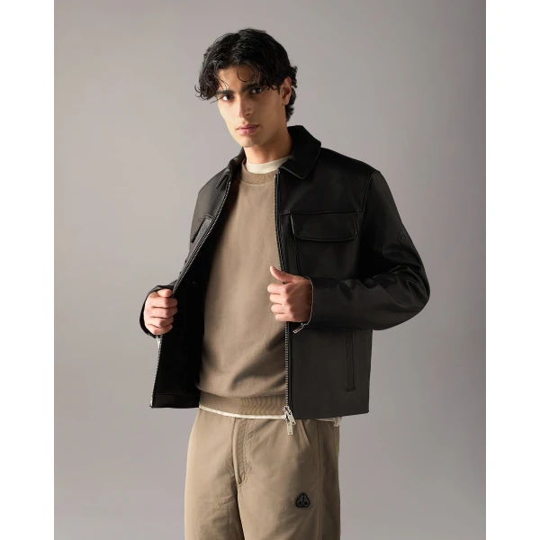 Moose Knuckles Jacques Leather Jacket in Black | Men Jackets | Luxury Shoes 